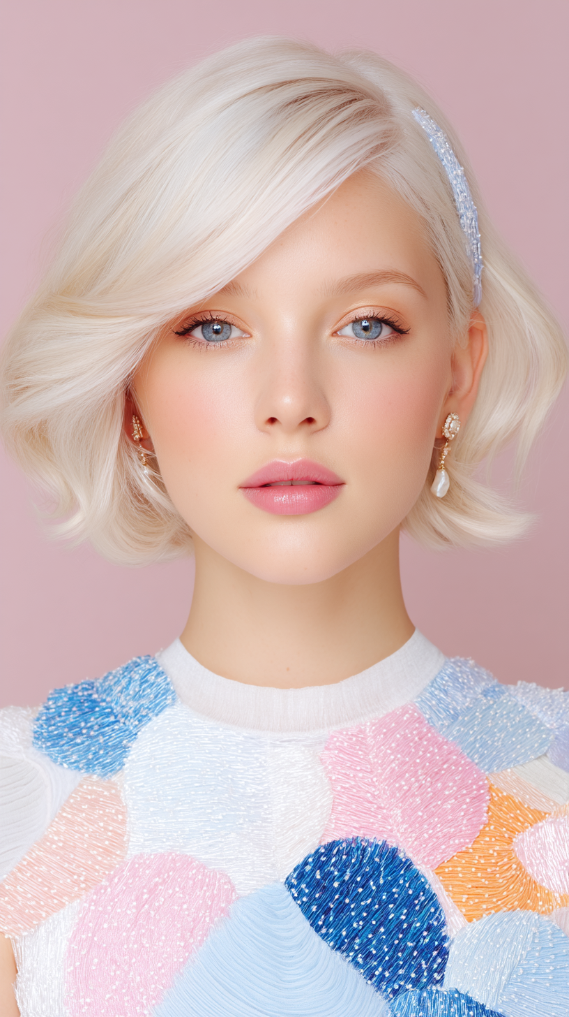 Platinum Blonde Glamorous Wave Hairstyle